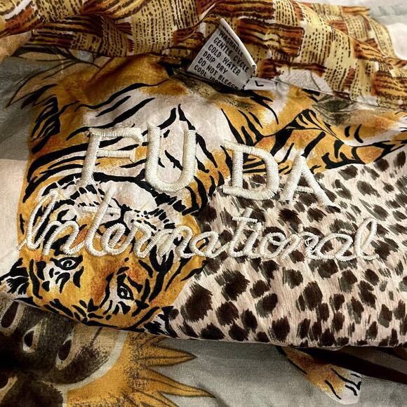 FUDA International Size L Vintage SILK Bomber Asian Inspired Tiger Patchwork - Picture 7 of 14